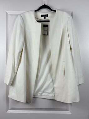 Laura Ivory Collarless Ponte Open-Front Blazer